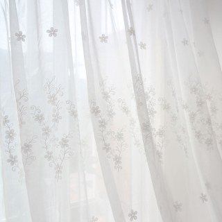 Touch Of Grace Embroidered White Flower Sheer Curtain 2