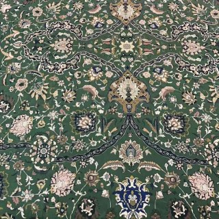 Zanjan Zen Emerald Green Persian Floral Velvet Curtains 5