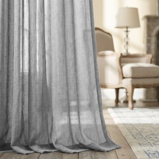 Daytime Textured Weaves Charcoal Light Gray Sheer Curtain 3