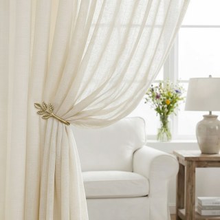 Daytime Textured Weaves Vanilla White Sheer Curtain 2