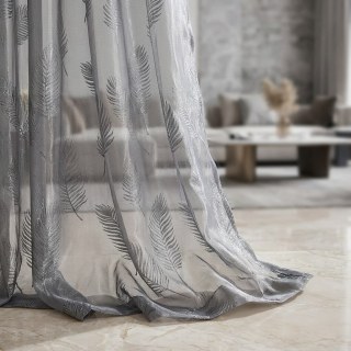 Feathered Fantasy Ash Gray Shimmering Voile Curtain