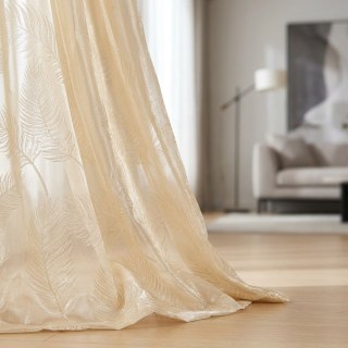 Feathered Fantasy Champagne Gold Shimmering Voile Curtain