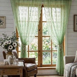 Lace Curtain Posey Pastel Green Net Curtains 2