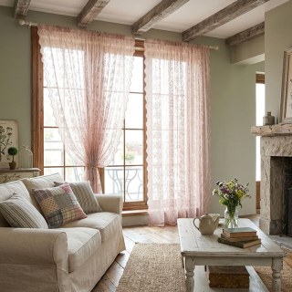 Lace Curtain Posey Pastel Pink Net Curtains 2