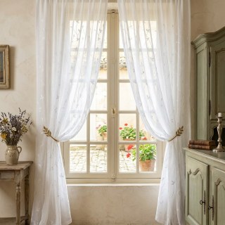 Love Fantasy White Leaf Sheer Curtain 3