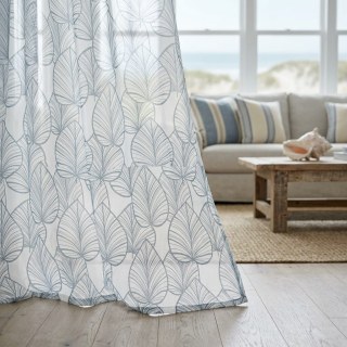 Lush Palm Tree Paradise Navy Semi Sheer Curtain