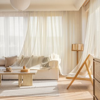 Moonlight Cream Gold Glittering Mesh Net Curtain