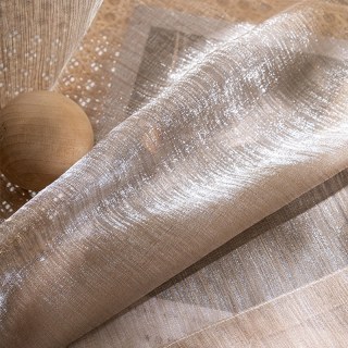 Paris Cascade Shimmering Striped Dark Brown Sheer Voile Curtain 6