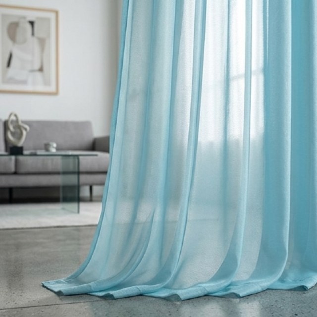 Satiny Touch Baby Blue Voile Curtain 1