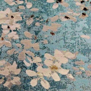 Spring Spirit Blue & White Floral Curtain with Gold Details 6