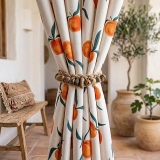 The Happiest Colour Orange Linen Style Curtain 5