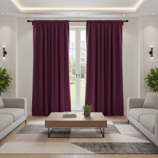 Cascade Matte Burgundy Wine Red Velvet Curtain