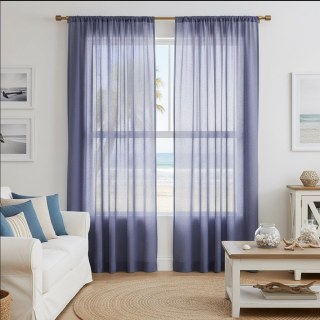 Cotton Club Pure Cotton Navy Blue Heavy Semi Sheer Voile Curtain