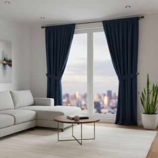 Matte Majesty Midnight Navy Blue 100% Blackout Velvet Curtains 3