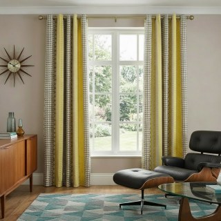 Obsessed with Polka Dots Modern 3D Jacquard Yellow Charcoal Gray Geometric Patterned Curtain