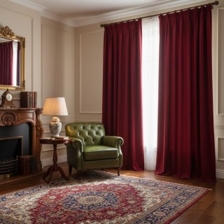 Premium Roses and Wine Burgundy Red Velvet Curtain 3