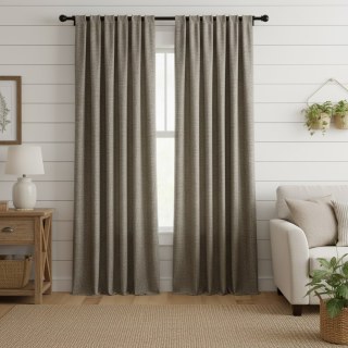 Regent Linen Style Dark Gray Curtain