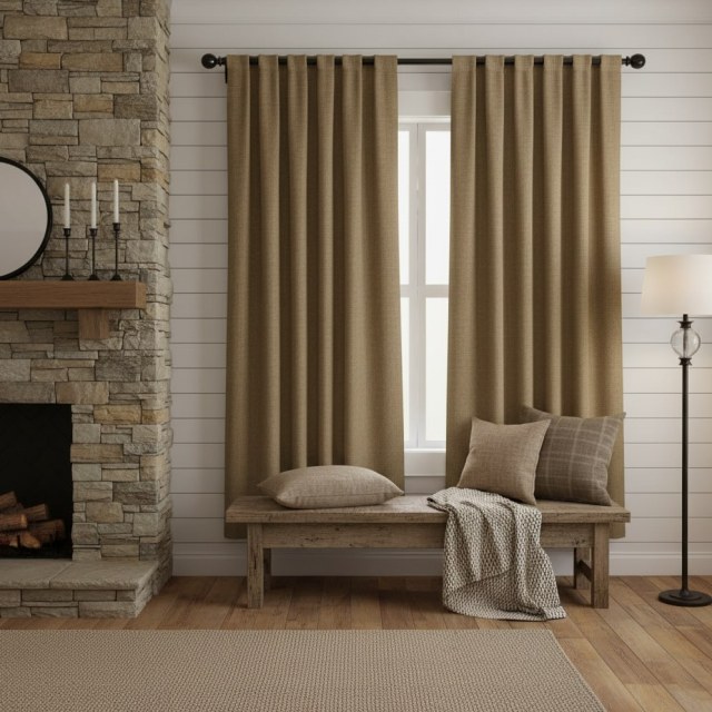 Regent Linen Style Light Brown Curtain 1