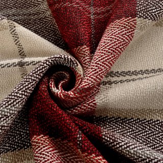 Gemütliche Plaid Check Weinrot Chenille Vorhang 7