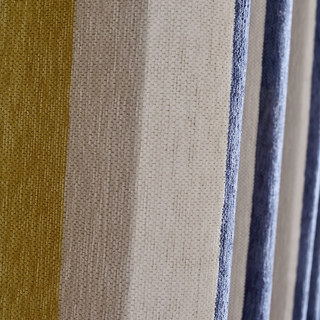 Sonnenlicht Kühne Gestreifte Gelb Blaue Gestreifte Vorhänge 6