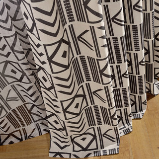 Die City Sketch Schwarz Moderne Geometrische Gardine 5