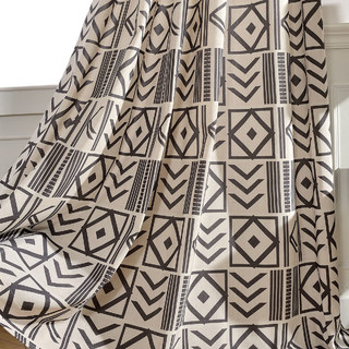 Die City Sketch Schwarz Moderne Geometrische Gardine 4