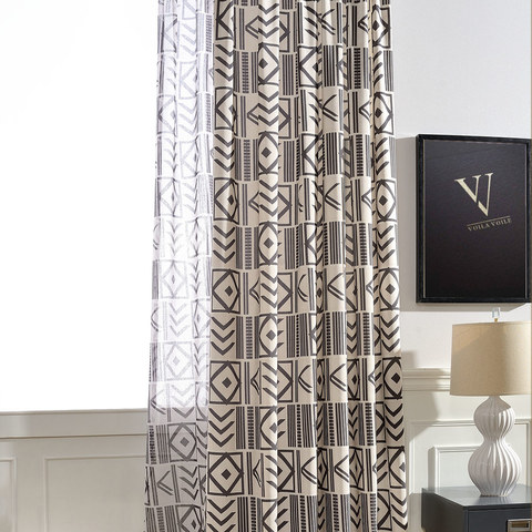 Die City Sketch Schwarz Moderne Geometrische Gardine 1