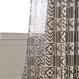 Die City Sketch Schwarz Moderne Geometrische Voile Gardine 3