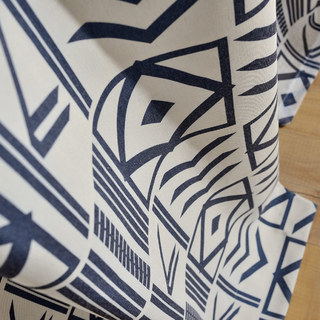 Die City Sketch Blaue Moderne Geometrische Gardine 5