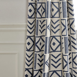 Die City Sketch Blaue Moderne Geometrische Gardine 4