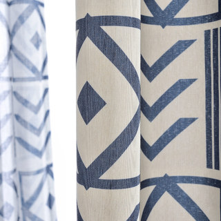 Die City Sketch Blaue Moderne Geometrische Gardine 7