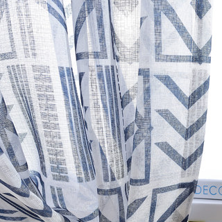 Die City Sketch Blaue Moderne Geometrische Voile Gardine