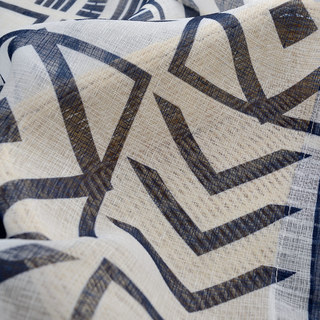 Die City Sketch Blaue Moderne Geometrische Voile Gardine 3