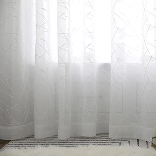 Einfache bestickte weiße Voile-Gardine 3