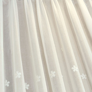 Verdunkelnder Voile-Vorhang Touch Of Grace Weiß bestickter transparenter Vorhang mit cremefarbenem Futter 3