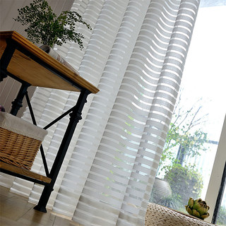 Distinct Horizontal Striped White Voile Curtain
Deutliche horizontal gestreifte weiße Voilegardine 5