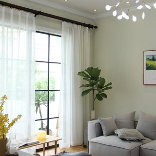 Sommer Wind Streifen Textur Weißer Schierer Voile Vorhang 4