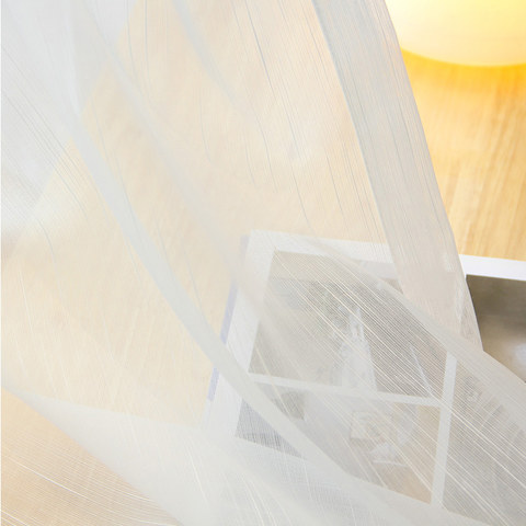 Sommer Wind Streifen Textur Weißer Schierer Voile Vorhang 1