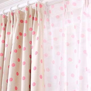 Klassischer rosa Polka-Dot Voile Vorhang 3