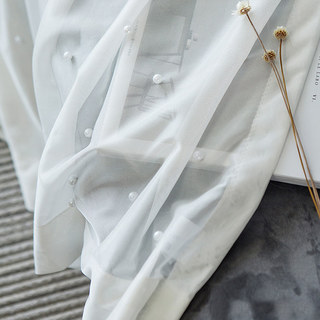 Glasperlen bestickter weißer transparenter Voile-Vorhang 3