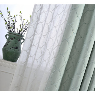 Wave Some Magic bestickte elfenbeinfarbene Arabesque Trellis Voile Gardine 8