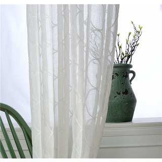 Wave Some Magic bestickte elfenbeinfarbene Arabesque Trellis Voile Gardine 4