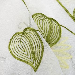 Gelbe Sonnenblume und Schmetterling bestickter transparenter Voile-Vorhang 7