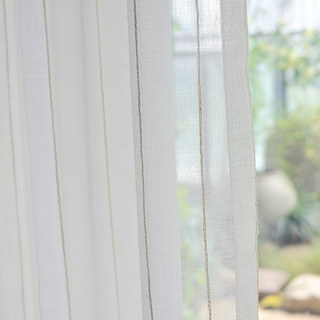 Diana Einzelsträngiger Senkrecht Goldgestickter Linien Voile Vorhang 7