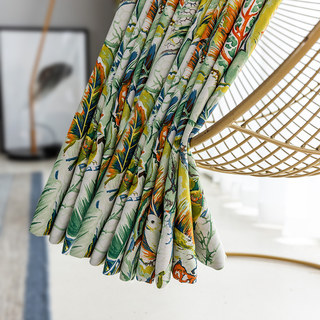 Vibrant Vista Tropische Blätter und Vögel Mehrfarbige Gardine 4