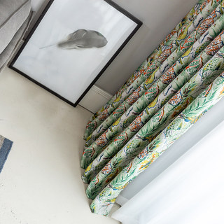 Vibrant Vista Tropische Blätter und Vögel Mehrfarbige Gardine 5