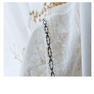 Gracie Weiße Leinen Horizontalstreifen Voile Vorhänge 6