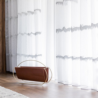 Hill Top bestickte horizontale gemusterte transparente Voile Gardine 3