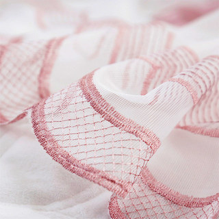 Royalty transparente Voile Vorhänge mit bestickten rosa Schwänen 7