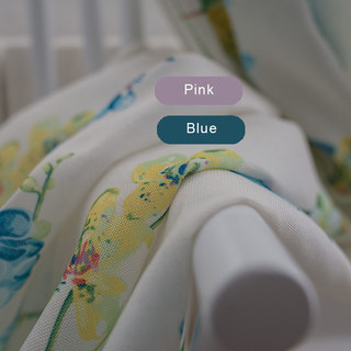 Hummingbird Blaue Blumen Jute Optik Vorhang (Kein Voile)